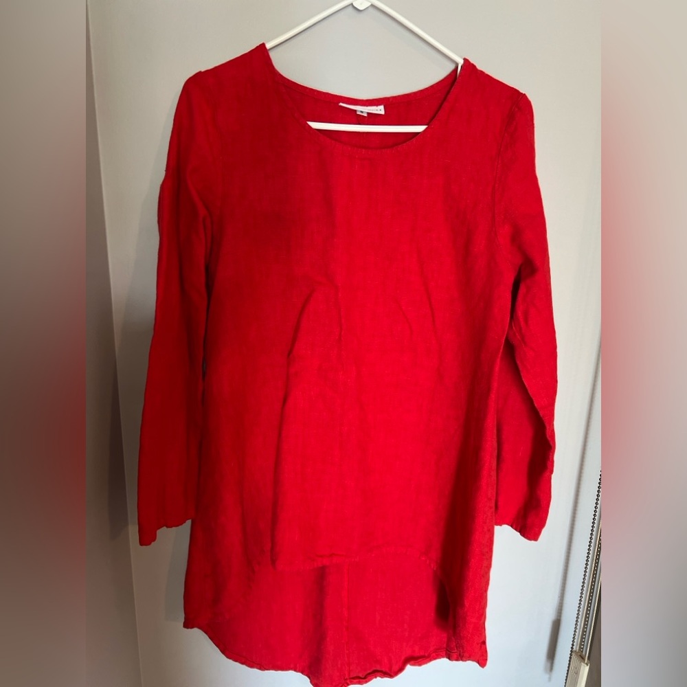 bryn Walker 100% Linen Red Tunic Top S